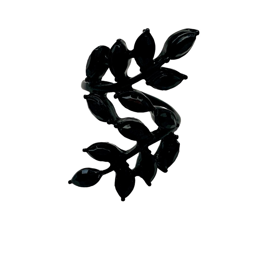 Women’s Black Double Ivy Leaf Ring Size 8 - Picture 1 of 8